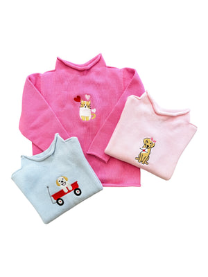 A Soft Idea Cupid Cat Roll Neck Sweater in Hot Pink