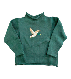 A Soft Idea Roll Neck Sweater in Green with Mallard