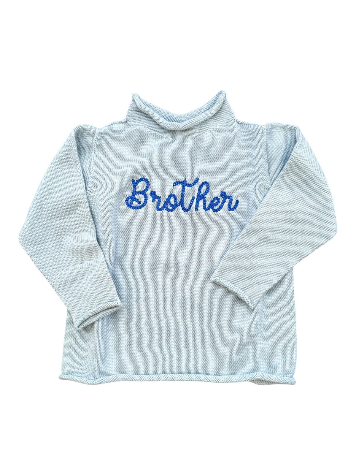 A Soft Idea Roll Neck Sweater in Light Blue with Brother