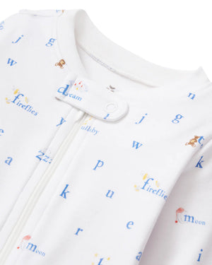 Petite Plume Pima Cotton Baby Footie in Letters and Lullabies