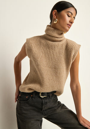 Nation Isha Turtleneck Tank in Shiny Moonbeam