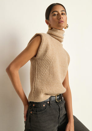 Nation Isha Turtleneck Tank in Shiny Moonbeam