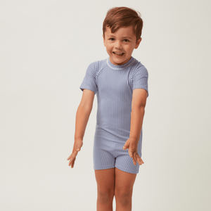 Minnow  Unisex One Piece Rashguard in Navy Stripe