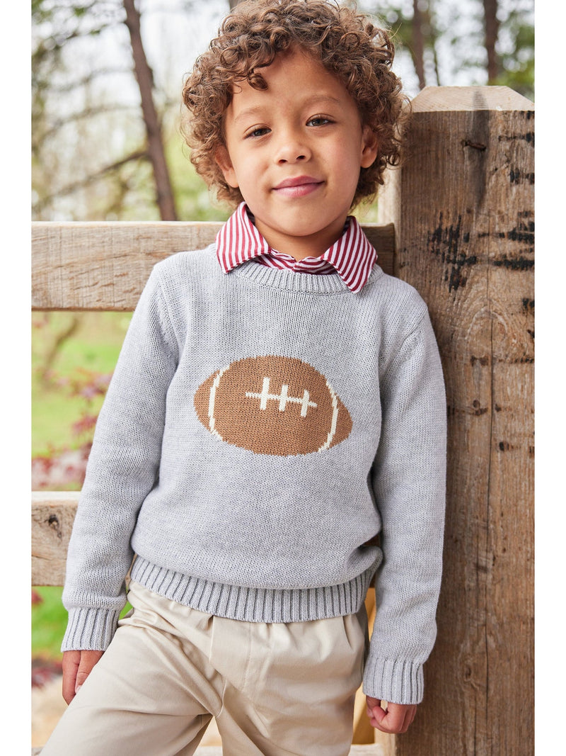 Little English Intarsia Sweater in Gray Football