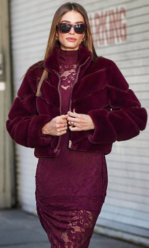 Generation Love Brianna Faux Fur Jacket in Cabernet