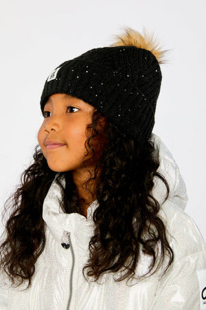 Deux Par Deux Knit Hat in Noir