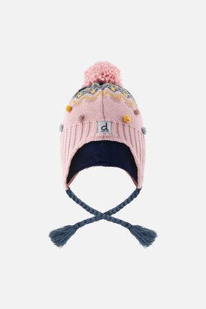 Deux Par Deux Peruvian Knit Hat in Pink Nordic