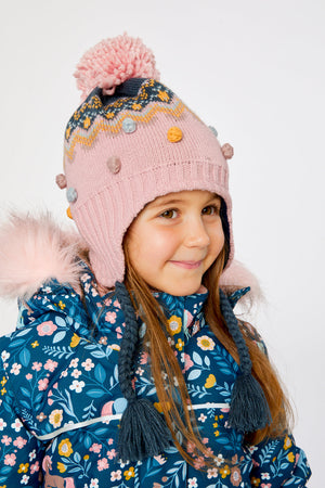 Deux Par Deux Peruvian Knit Hat in Pink Nordic