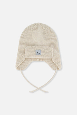 Deux Par Deux Baby Knit Hat in Beige