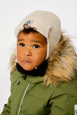 Deux Par Deux Baby Knit Hat in Beige