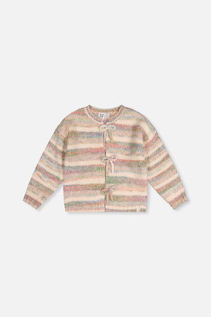 Deux Par Deux Cardigan in Mauve Stripe