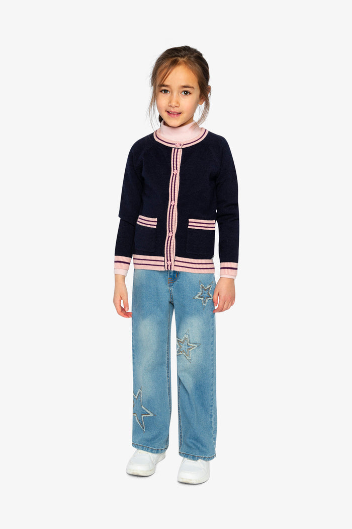 Deux Par Deux Knit Cardigan in Black Iris