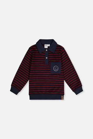 Deux Par Deux Brushed Jersey Top in Red Stripe