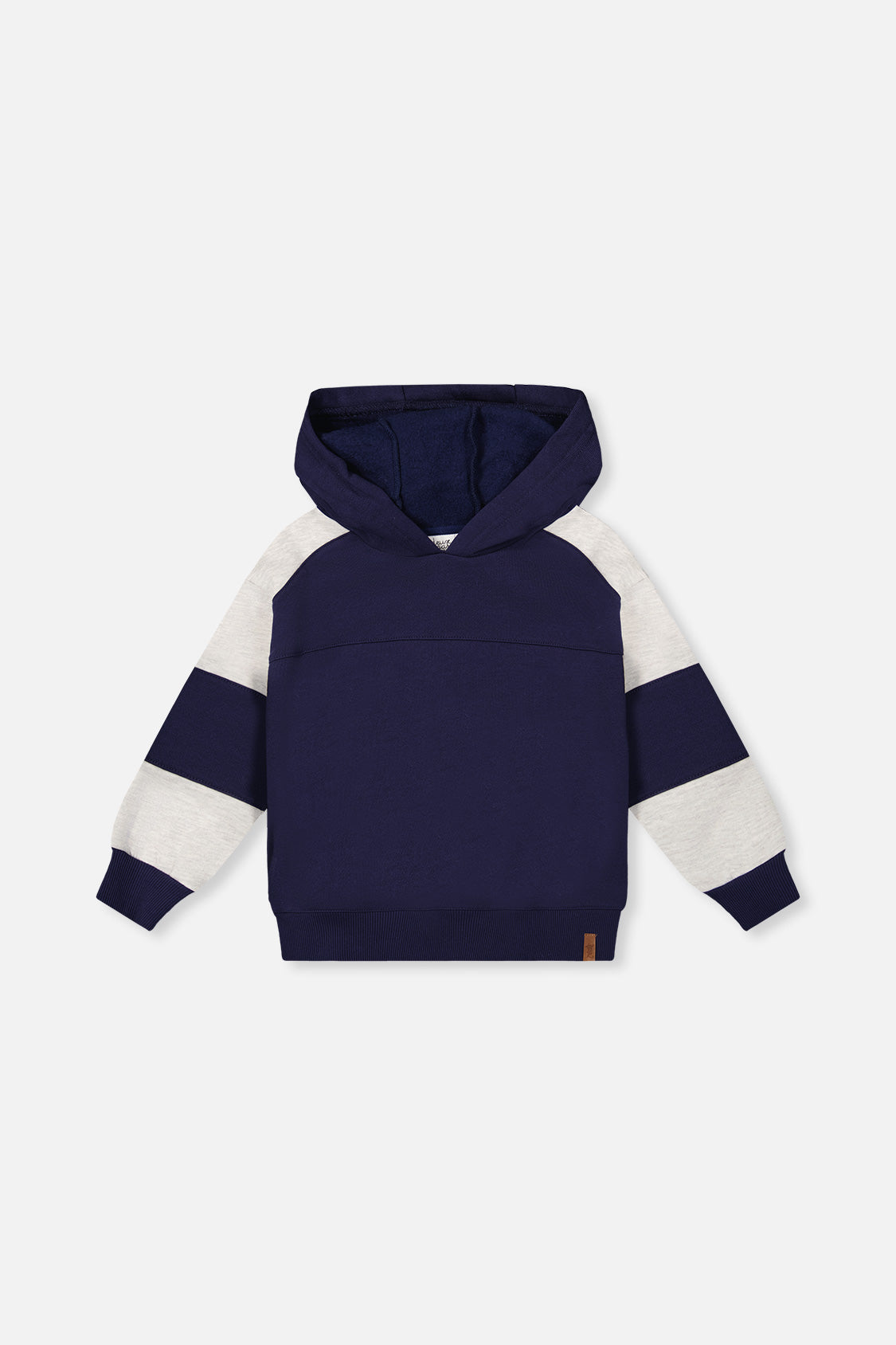 Deux Par Deux Hooded Color Block Fleece in Blue