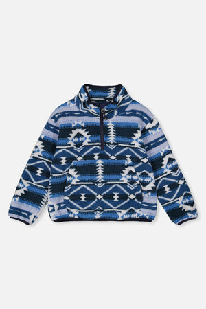 Deux Par Deux Plush Jacket in Aztec Blue