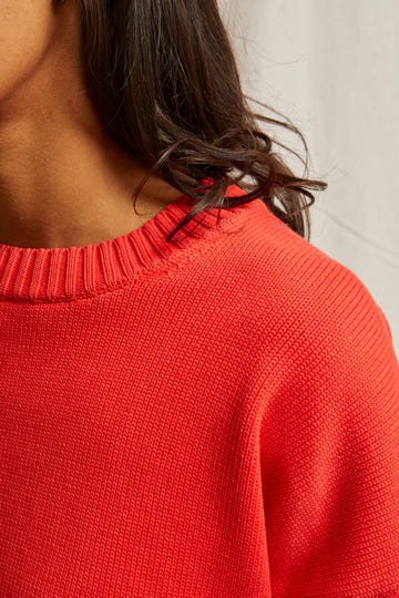 perfectwhitetee Janet Cotton Sweater in Poppy Red