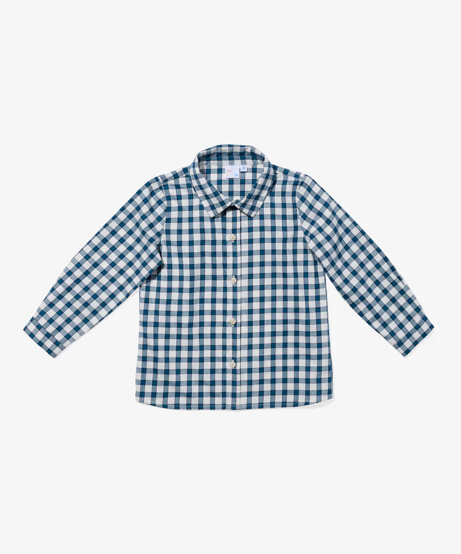 Oso & Me Jeffie Shirt in Blue Picnic Check
