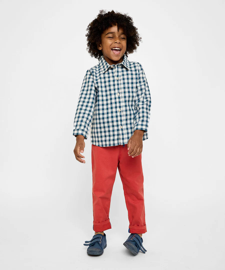 Oso & Me Jeffie Shirt in Blue Picnic Check