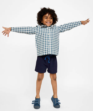 Oso & Me Jeffie Shirt in Blue Picnic Check