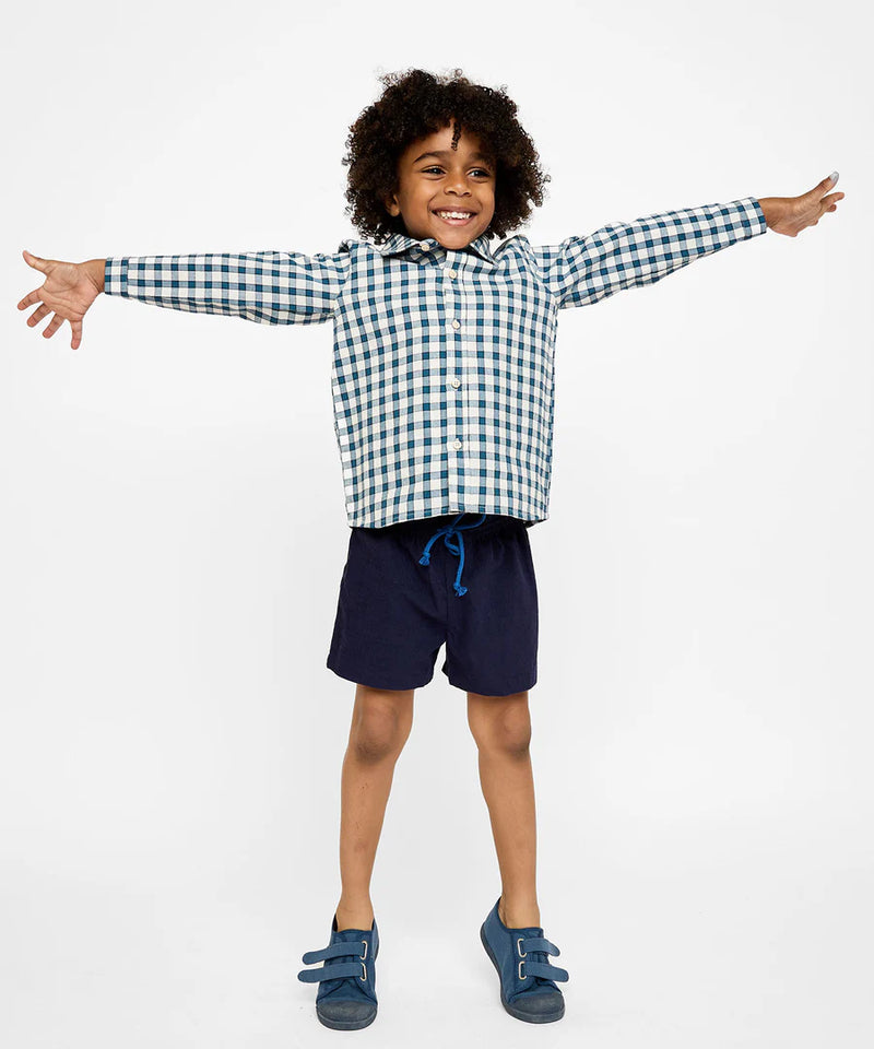 Oso & Me Jeffie Shirt in Blue Picnic Check