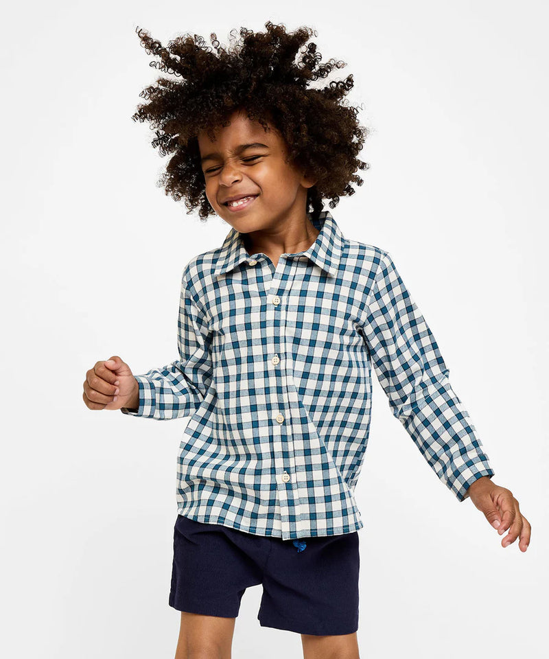 Oso & Me Jeffie Shirt in Blue Picnic Check