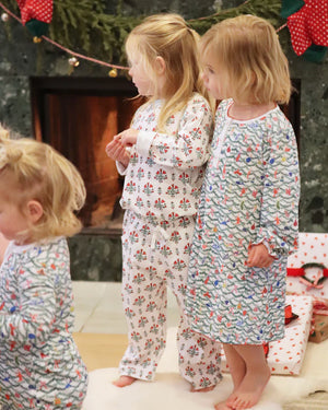 Joy Street Kids Two Piece Lounge Set in Poinsettia Block Print