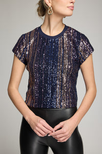 KAI STRIPE SEQUIN TOP
