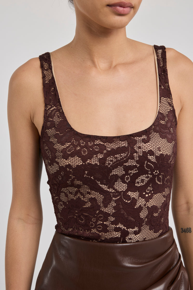 Generation Love Gigi Lace Bodysuit in Brown/Beige