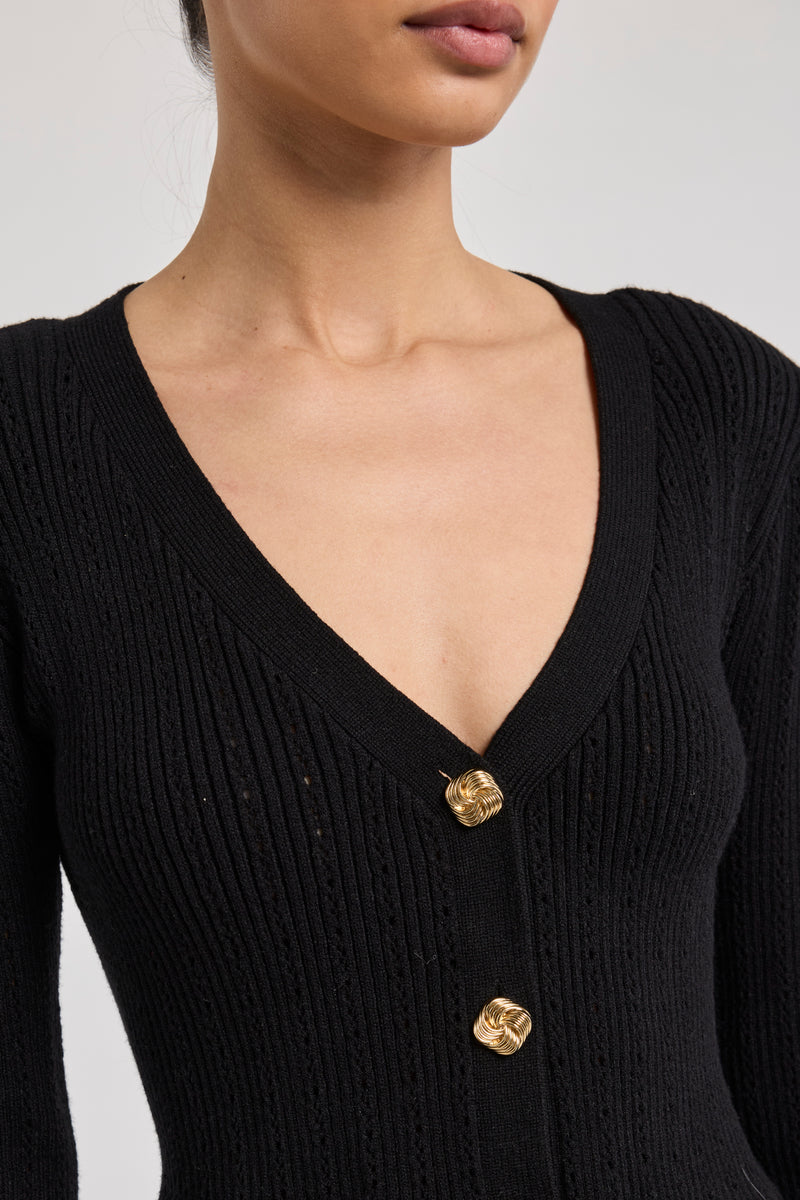Generation Love Lirio Pointelle Cardigan in Black