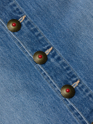 L'Agence Kathleen Button Front Denim Skirt in Bandera
