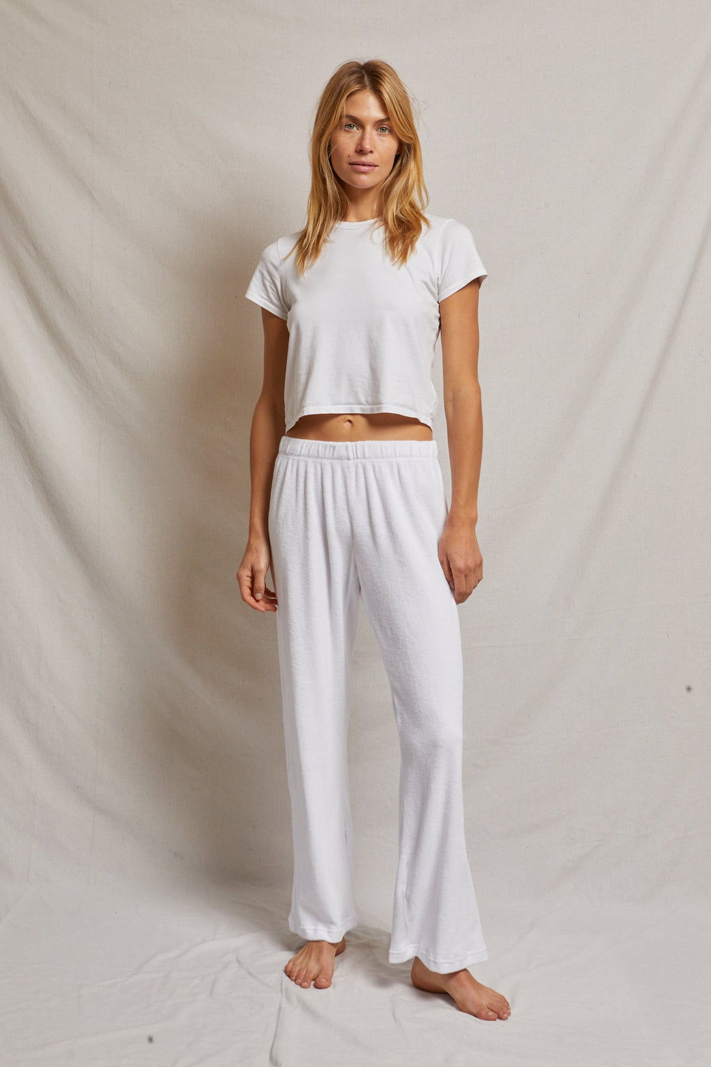 perfectwhitetee Katie Loop Terry Pant in White
