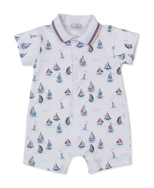 Kissy Kissy Short Playsuit in Red, White, & Blue Regatta