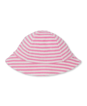 Kissy Kissy Terry Sun Hat in Pink Cabana Stripes