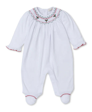 Kissy Kissy Bishop Collar Footie with Holly in White/Red