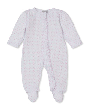 Kissy Kissy Print Zip Footie in Pink Hearts