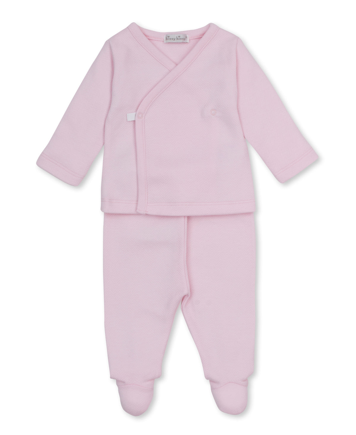 Kissy Kissy Jacquard Footed Pant Set in Pink Baby Blessings