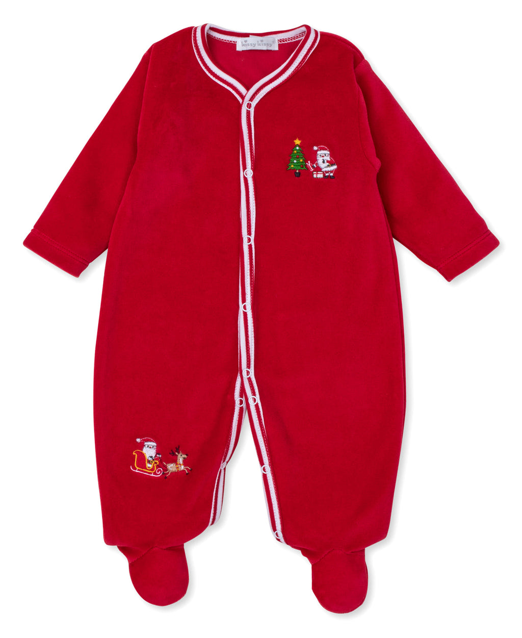 Kissy Kissy Velour Footie in Christmas Magic