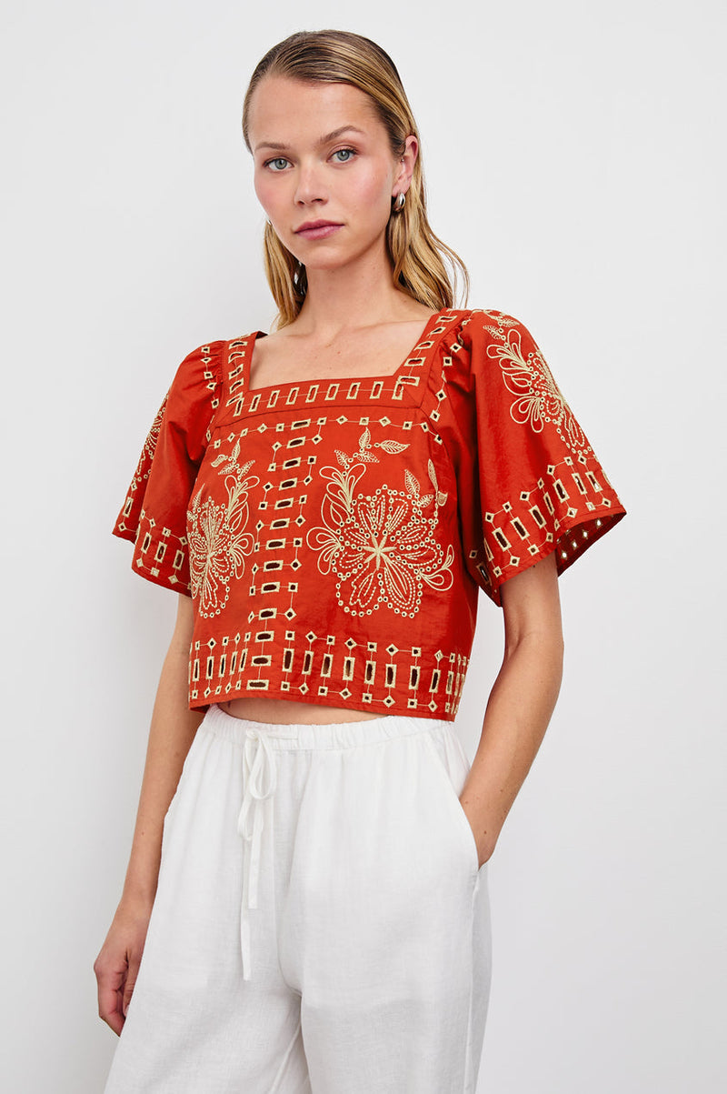 Rails Laine Top in Terracotta