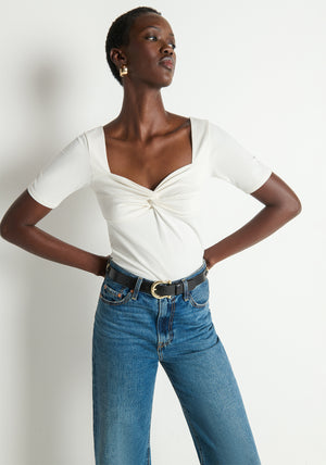 Nation Lana Twisted Top in Porcelain