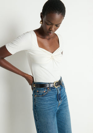 Nation Lana Twisted Top in Porcelain