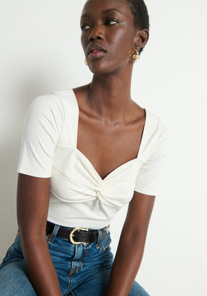 Nation Lana Twisted Top in Porcelain