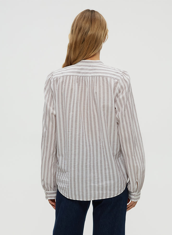 Michael Stars Bethel Button Down Shirt in Espresso Stripe