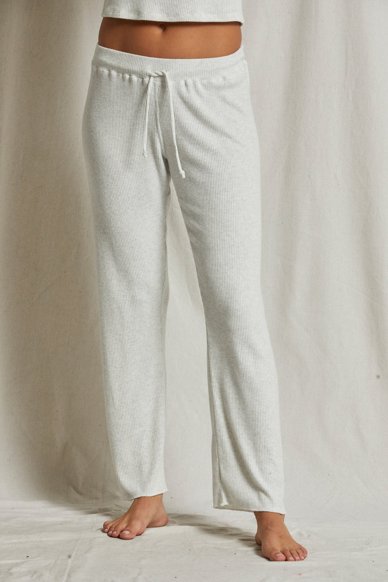 perfectwhitetee Leann Sweater Rib Pant in Heather Ash