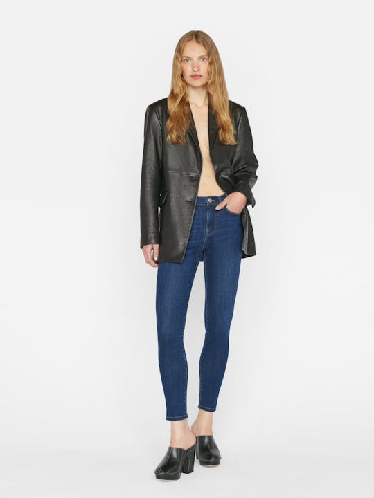 Frame Le High Skinny Jean with Side Slit in Majesty