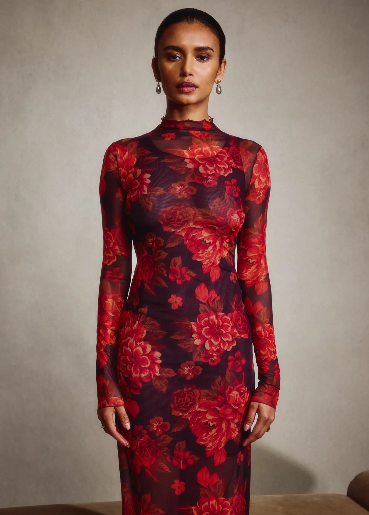 Favorite Daughter The Sheer Fantasy Dress in Wine Floral