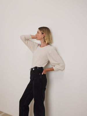 Nation Loren Peasant Tee in Heather Oatmeal