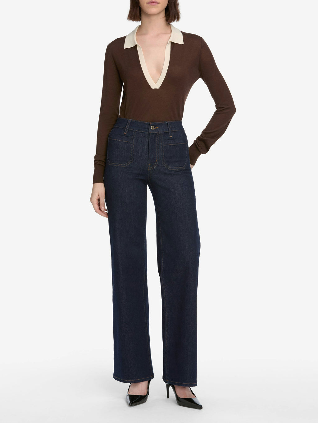 Frame Le Slim Palazzo with Modernist Pocket Jean in Rinse
