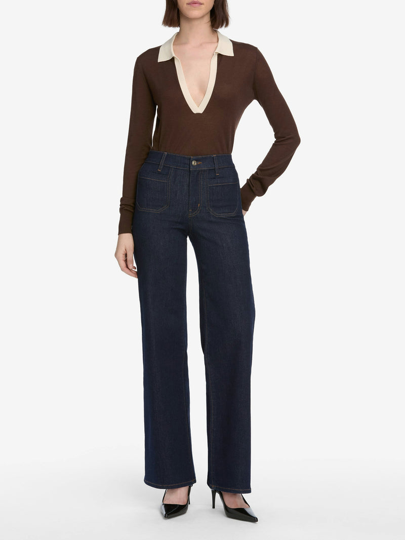 Frame Le Slim Palazzo with Modernist Pocket Jean in Rinse