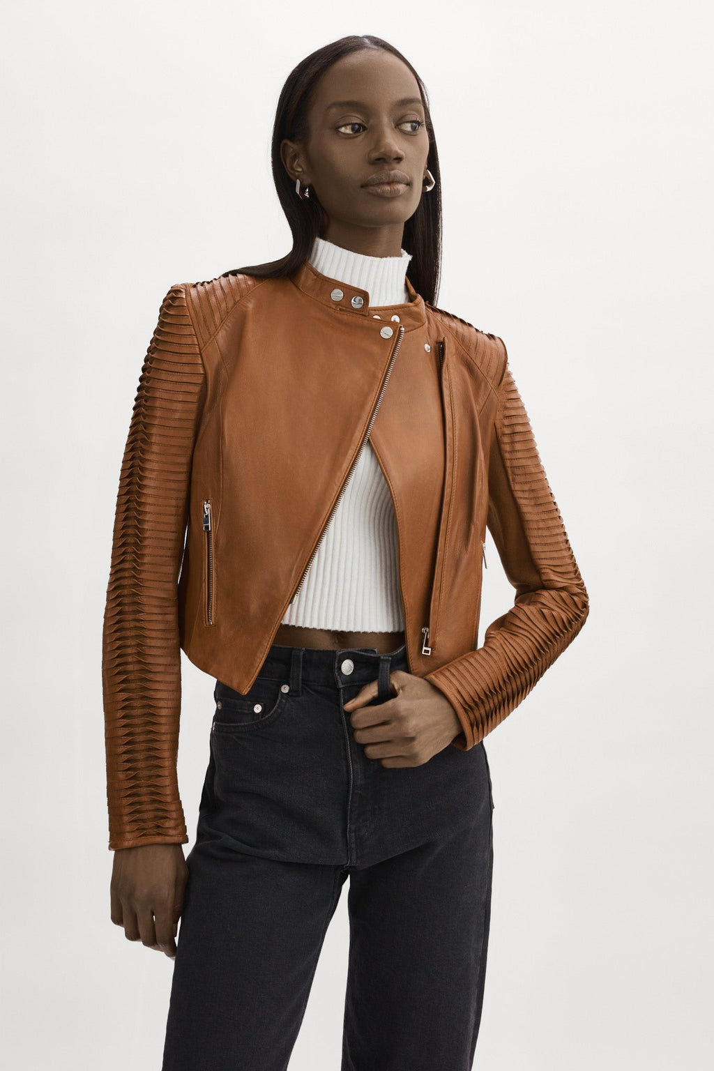 Lamarque Azra Leather Jacket in Luggage