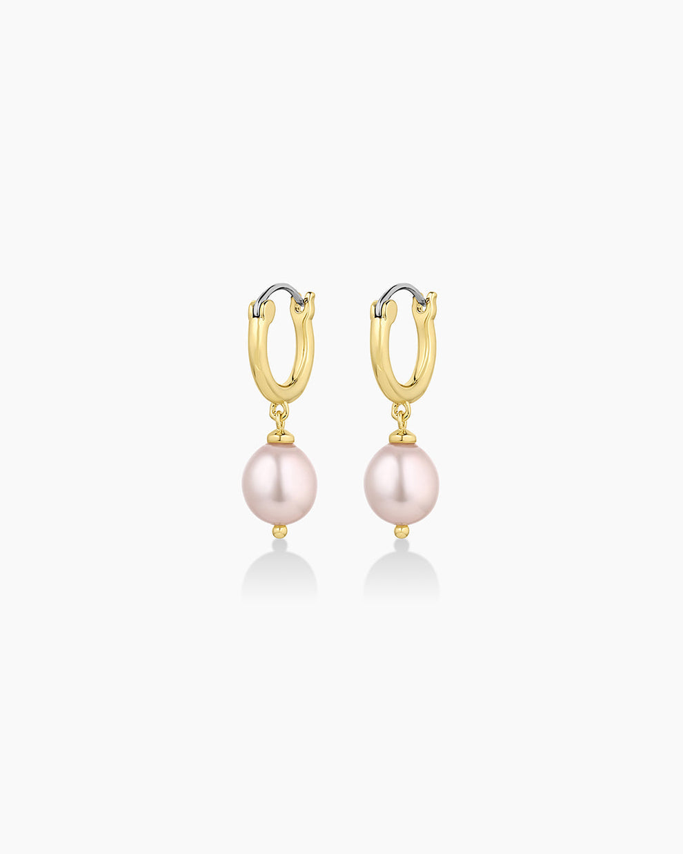 Gorjana Pink Pearl Huggies in Gold